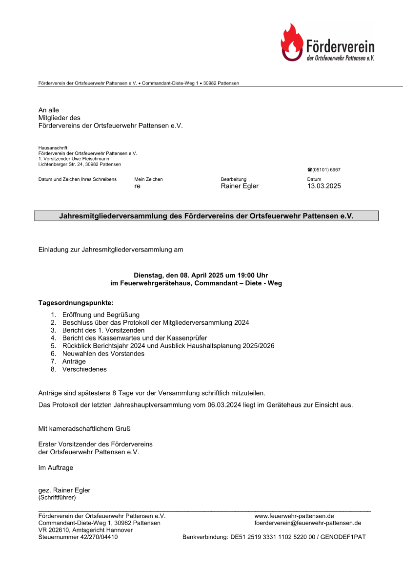 Einladung JHV Frderverein